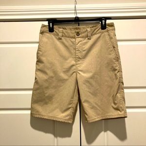BKE Hybrid Standard Fit 30W 19L Tan Khaki Flat Front Shorts